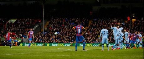 Jason Puncheon strikes a sublime free-kick for Palace's second.