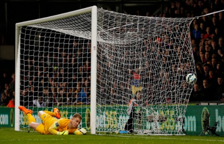 Joe Hart is beaten for the second time tonight, no complaints this time.
