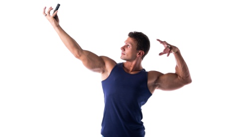 Muscleman poses for a selfie