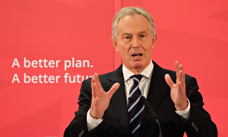 Tony Blair delivering his speech in Sedgefield