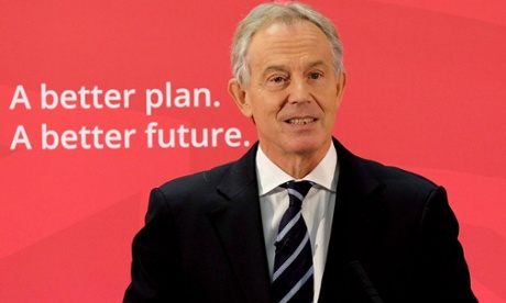 The former Prime Minister and MP for Sedgefield gives a speech to waiting party members.