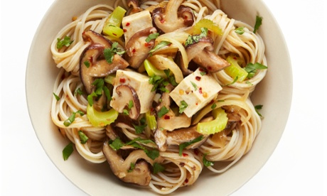 Thomasina Miers' stir-fried shitake mushrooms with tofu and sherry