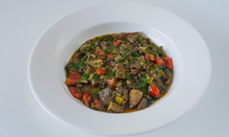 Stew of hogget shoulder with puy lentils.