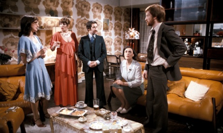 John Salthouse, Alison Steadman, Janine Duvitski and Harriet Reynolds in Mike Leigh's Abigail's Party.