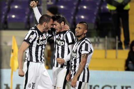 Leonardo Bonucci celebrates after scoring.