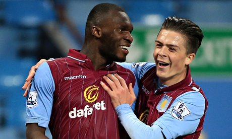 Aston Villa's Christian Benteke and Jack Grealish