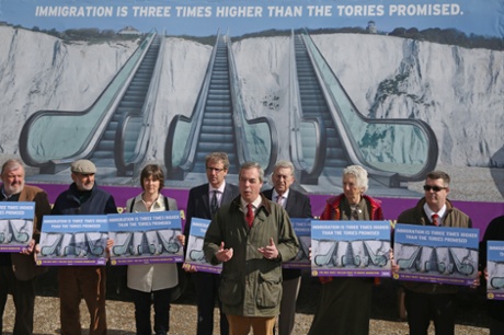 Nigel Farage unveils the Ukip election poster in Dover