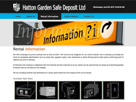 Hatton Garden Safe Deposit Ltd's website