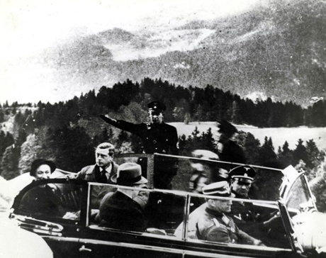 The Duke and Duchess of Windsor, formerly King Edward VIII and Wallis Simpson, at Berchtesgaden, Germany, after visiting Hitler in 1937.