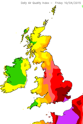 Air pollution forecast for 10 April