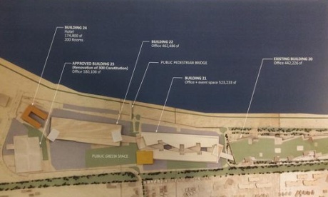 The empire expands … Facebook has just submitted plans for two more gargantuan buildings next door, also by Gehry, with a floor area of 980,000 square feet.