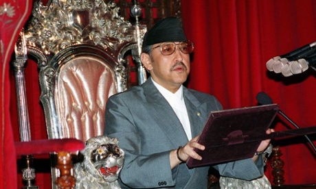 King Birendra of Nepal addressing a joint session of Parliament in Kathmandu, July 1999.