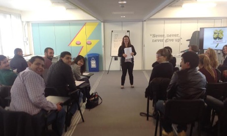 training room with staff