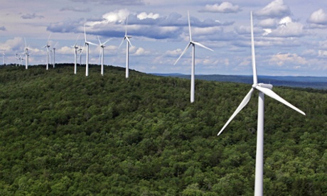 Renewable energy sources, like these wind turbines in Stetson, Maine, can help stabilize energy prices in the long term, resulting in significant cost savings for companies.