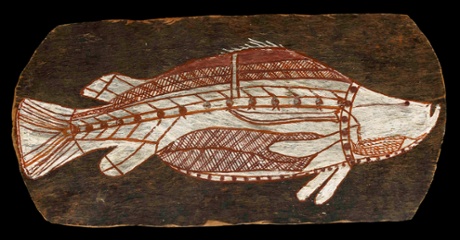 Bark painting of a barramundi, c.1961