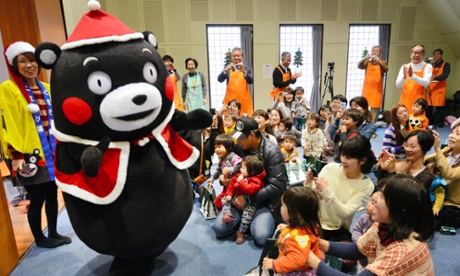 Kumamoto prefecture’s official mascot, the ever popular tubby black bear Kumamon, in Santa Claus costume. 