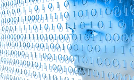 ones and zeros and woman's face