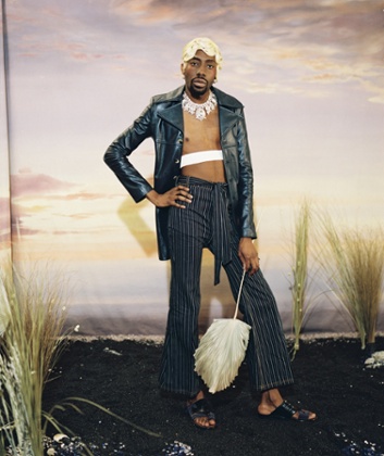 Grace Wales Bonner and a model from her AW15 collection