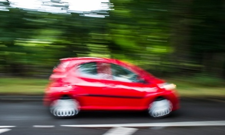 A car driving on a road