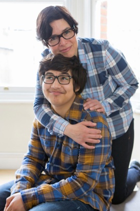 Gina LoBuglio and her son Nick, 17, at home in Battersea, south-west London.