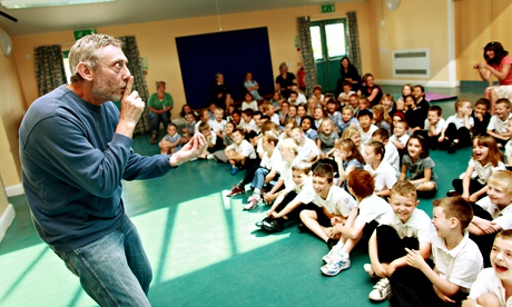 Michael Rosen talks to primary schoolchildrenCommissioned for Education