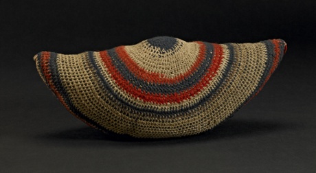 Pituri bag, made from pituri (native shrub) leaf, fibre, wool, human hair. Gregory river region, Queensland, before 1897.