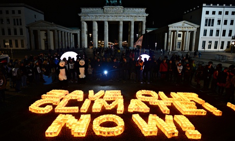 'Save our climate, now', spelled out in candles for Earth Hour, Berlin