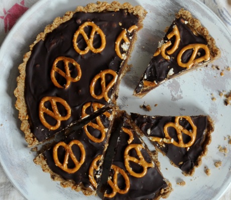 Ruby's pretzel-festooned peanut butter pie.