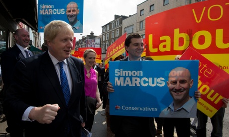 London mayor Boris Johnson canvassing on Kilburn High Road