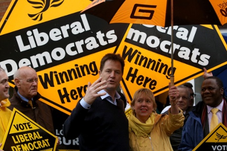 Nick Clegg with the Lib Dem MP for Solihull, Lorely Burt.