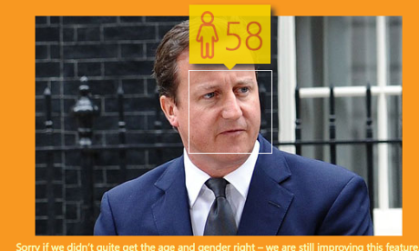 British prime minister David Cameron, 48, is identified as 58 by How Old Do I Look.