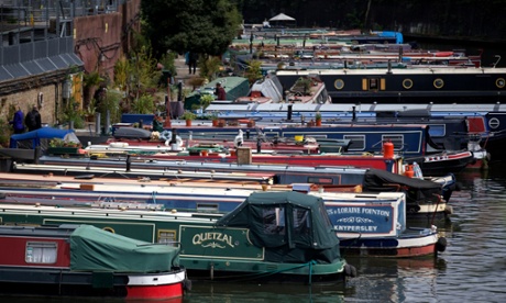 Narrowboats on Regent's Canal in north London.