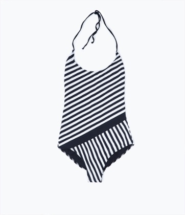 Zara striped swimsuit, £19.99, <a href=