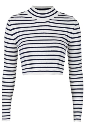 Striped Funnel Neck Crop Sweater, £30, <a href=