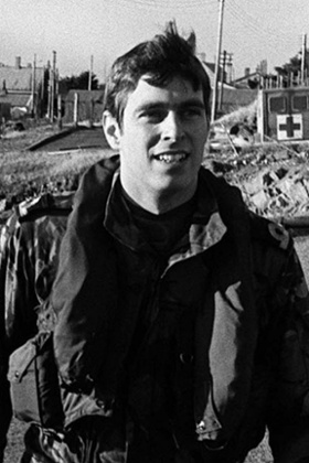 Prince Andrew, later the Duke of York, in Port Stanley, Falkland Islands, 1982.