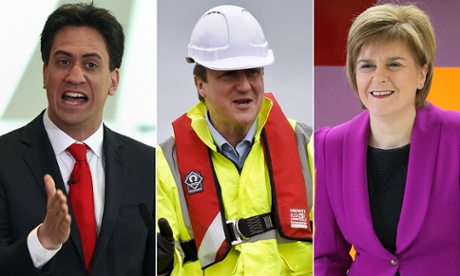 Colourful bunch: Ed Miliband, David Cameron and Nicola Sturgeon