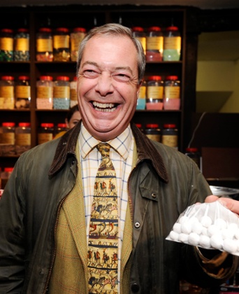 Nigel Farage in his trademark get up last year