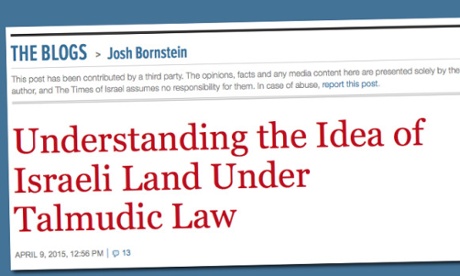 The Times of Isarel blog entry, which Josh Bornstein did not write.