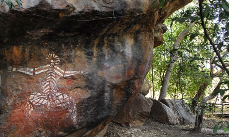 Ancient Aboriginal cave painting in Kakadu national park