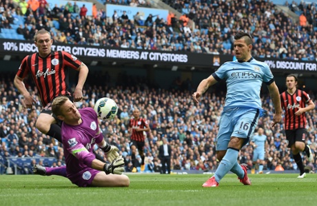 Sergio Aguero scores the first.