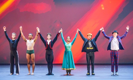 From left: Connor Scott, Jacob O'Connell, Archie Sullivan, Vidya Patel, Kieran Lai and Harry Barnes in the BBC Young Dancer 2015 final at Sadler's Wells in London.