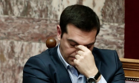 The Greek prime minister, Alexis Tsipras, in parliament.