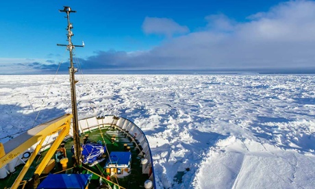 The MV Akademik Shokalskiy trapped in the ice at sea off Antarctica.