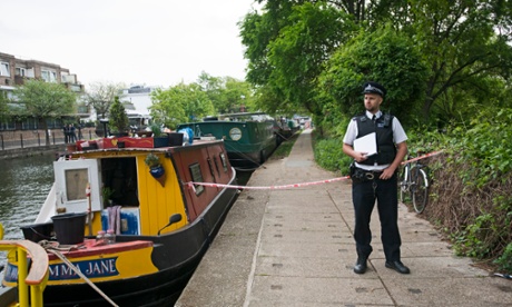 Police have roped off part of the Grand Union canal in west London after a body was found in a suitcase.