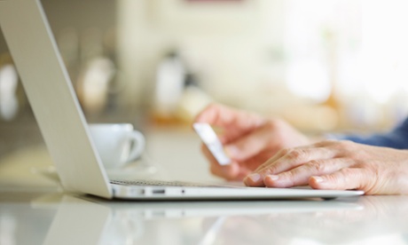 computer user with credit card