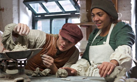Tyger Drew-Honey and Miquita Oliver in the pottery in 24 Hours in the Past. Photograph: Pete Dadds/E