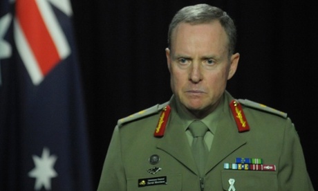 The chief of army, Lt Gen David Morrison, addresses the media.