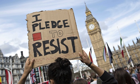 Demonstrators at an anti-austerity protest in central London