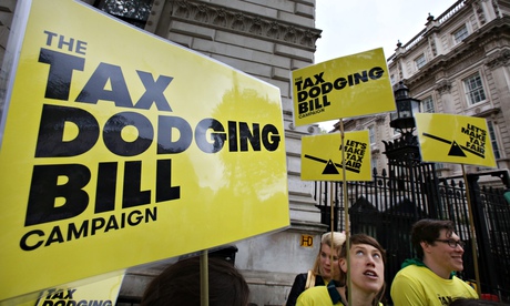 Protestors calling for an end to tax dodging