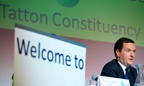 George Osborne debating with the other candidates in his Tatton constituency in the run-up to the 2015 general election. Osborne has been the MP in the Cheshire constituency since 2001 and is the only MP in the new cabinet with a northern English seat.